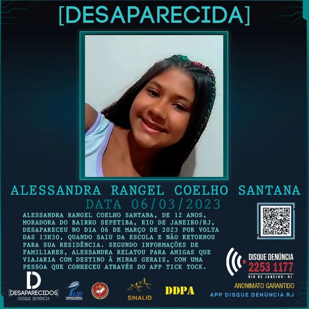 Menina de 12 anos desaparece após marcar encontro pela Internet na